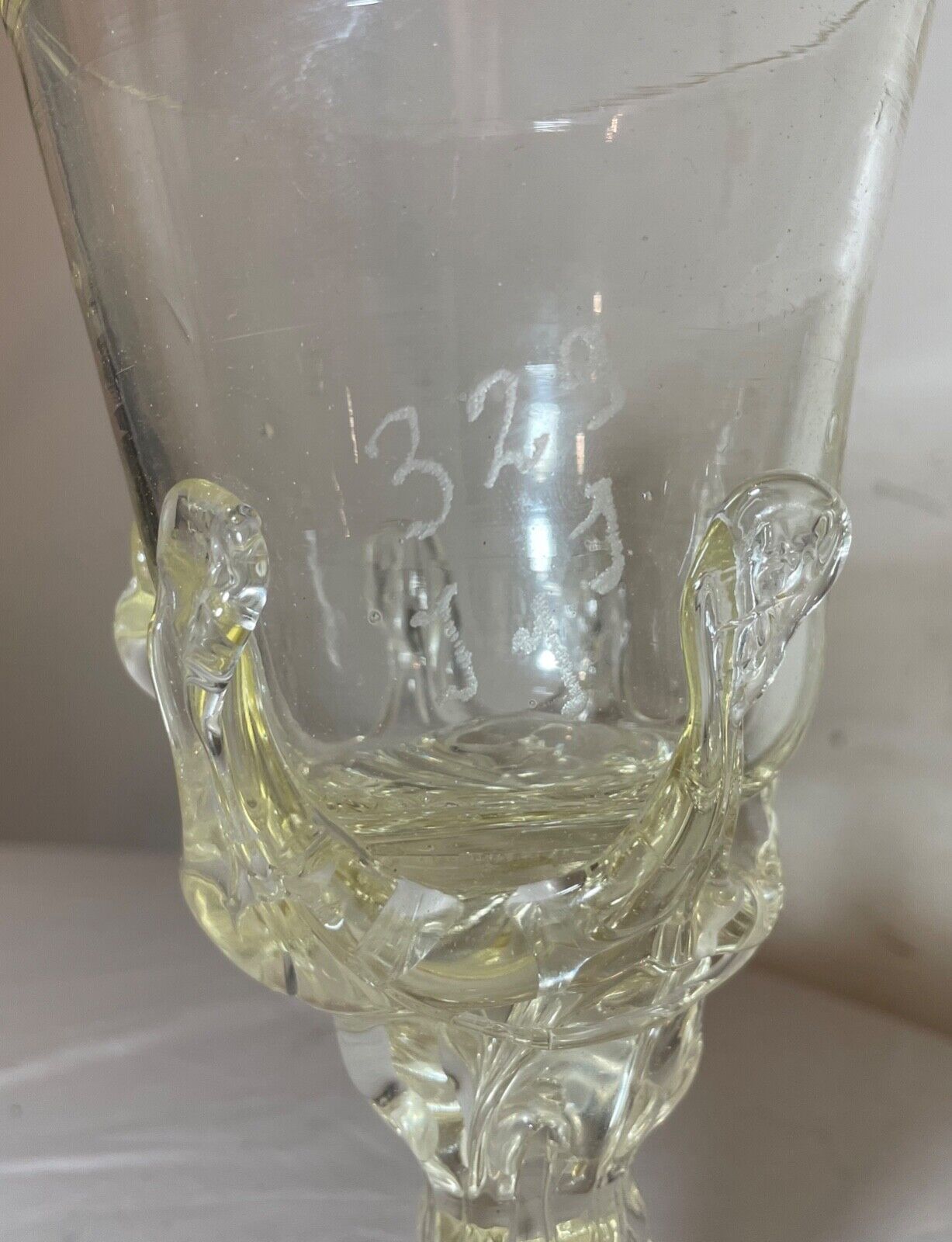 RARE 1800's antique hand blown Italian yellow Murano glass goblet chalice wine