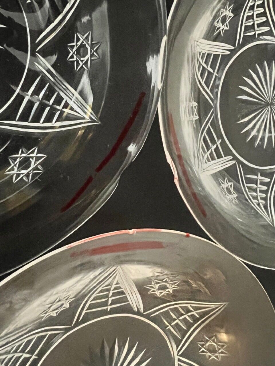 Early 1900's Val St Lambert Crystal Lot "Berlin" Pattern 8 Sided Star Cut DAMAGE