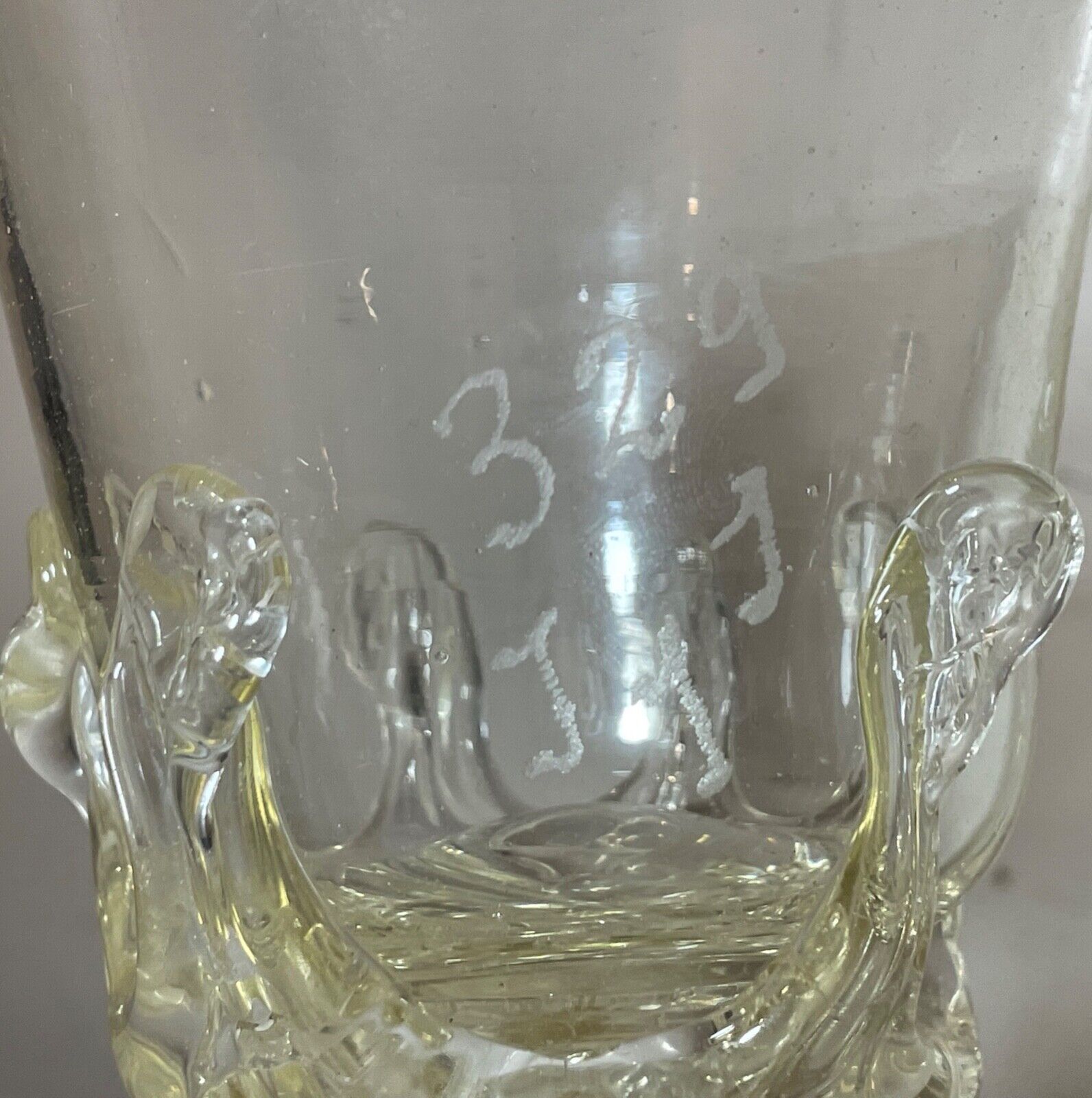 RARE 1800's antique hand blown Italian yellow Murano glass goblet chalice wine