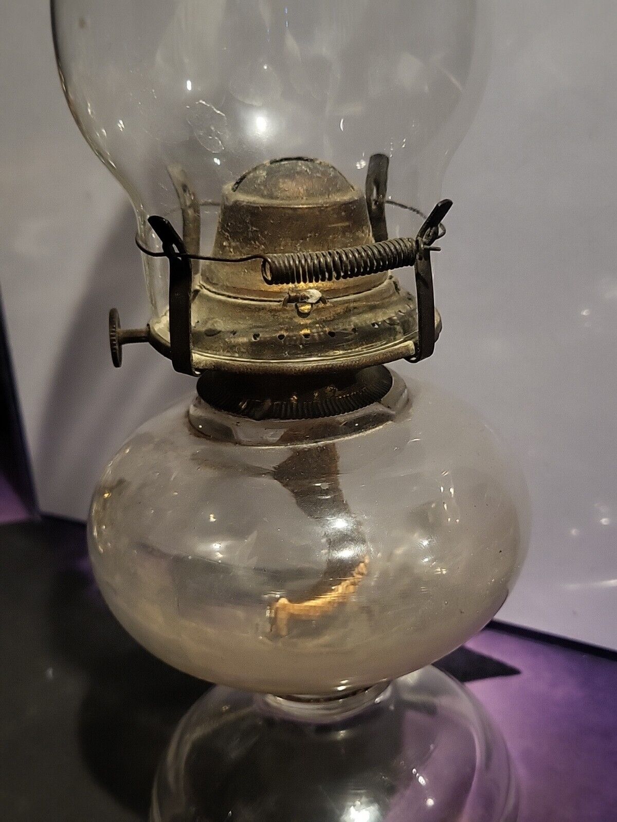 Antique Oil Lamp Mold Blown 1897 P&A Burner Single Wick