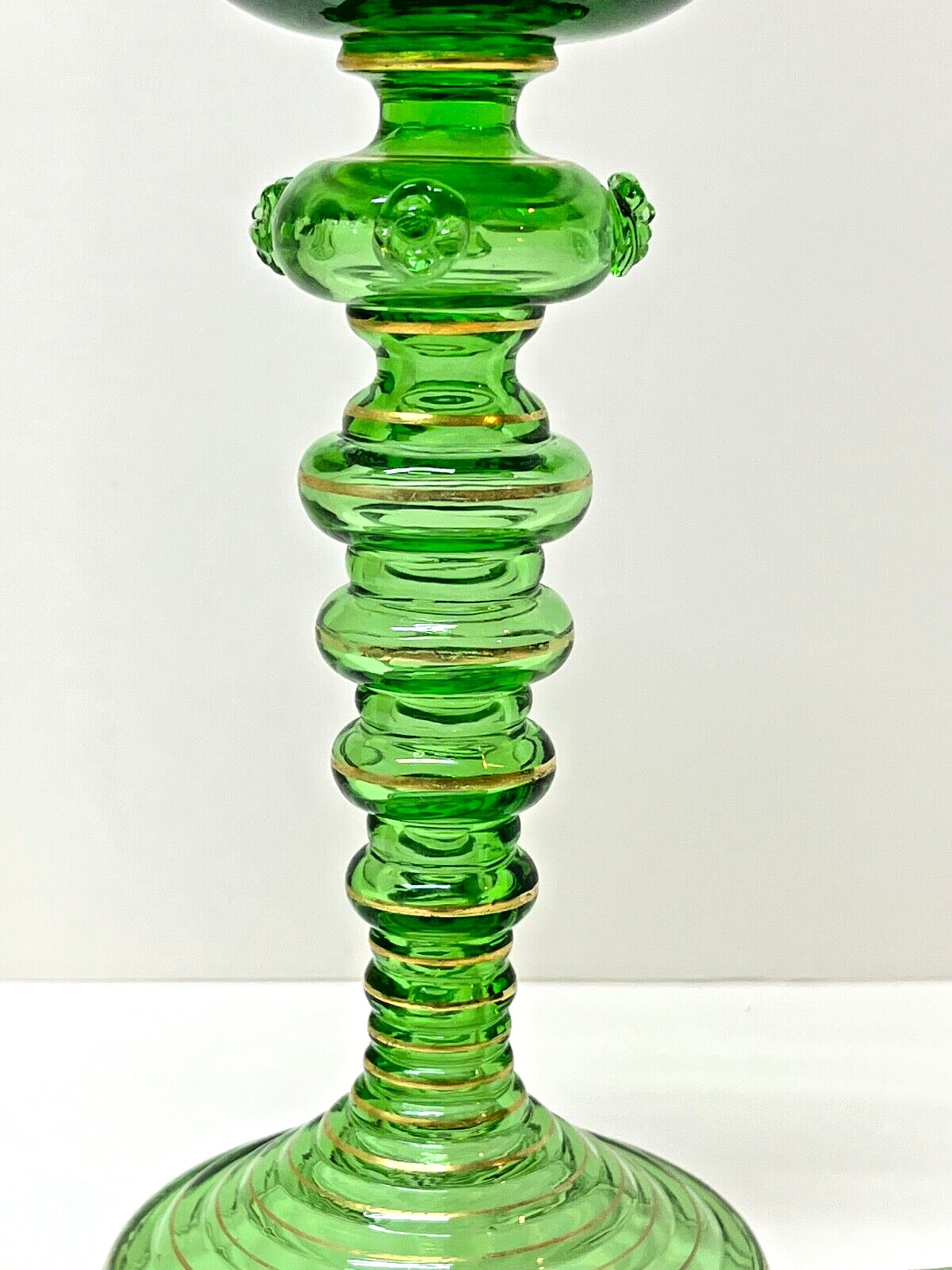 ONE Moser Green & Gilded Crystal Wine Glass 1900's Czech Republic Bohemia    ML