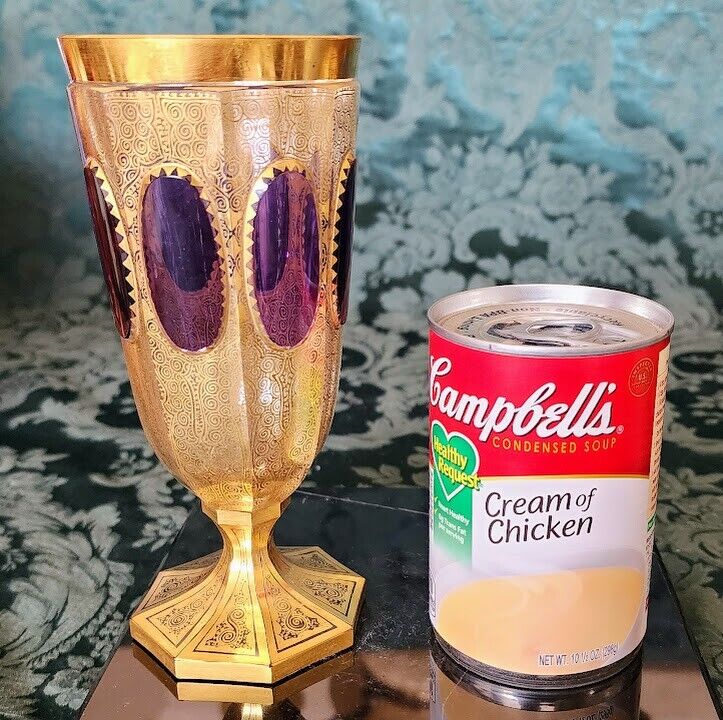 MOSER Goblet 8 Paneled Burgundy with All Over Gold Gilding 1900's