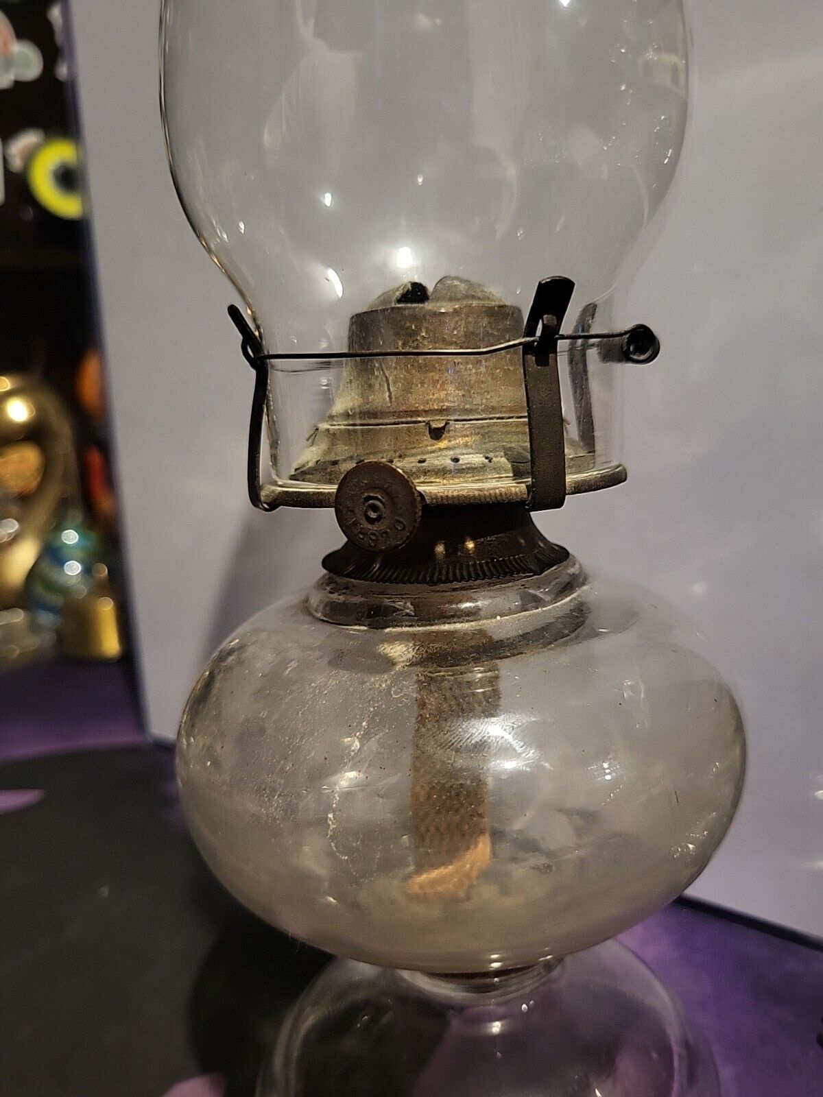 Antique Oil Lamp Mold Blown 1897 P&A Burner Single Wick