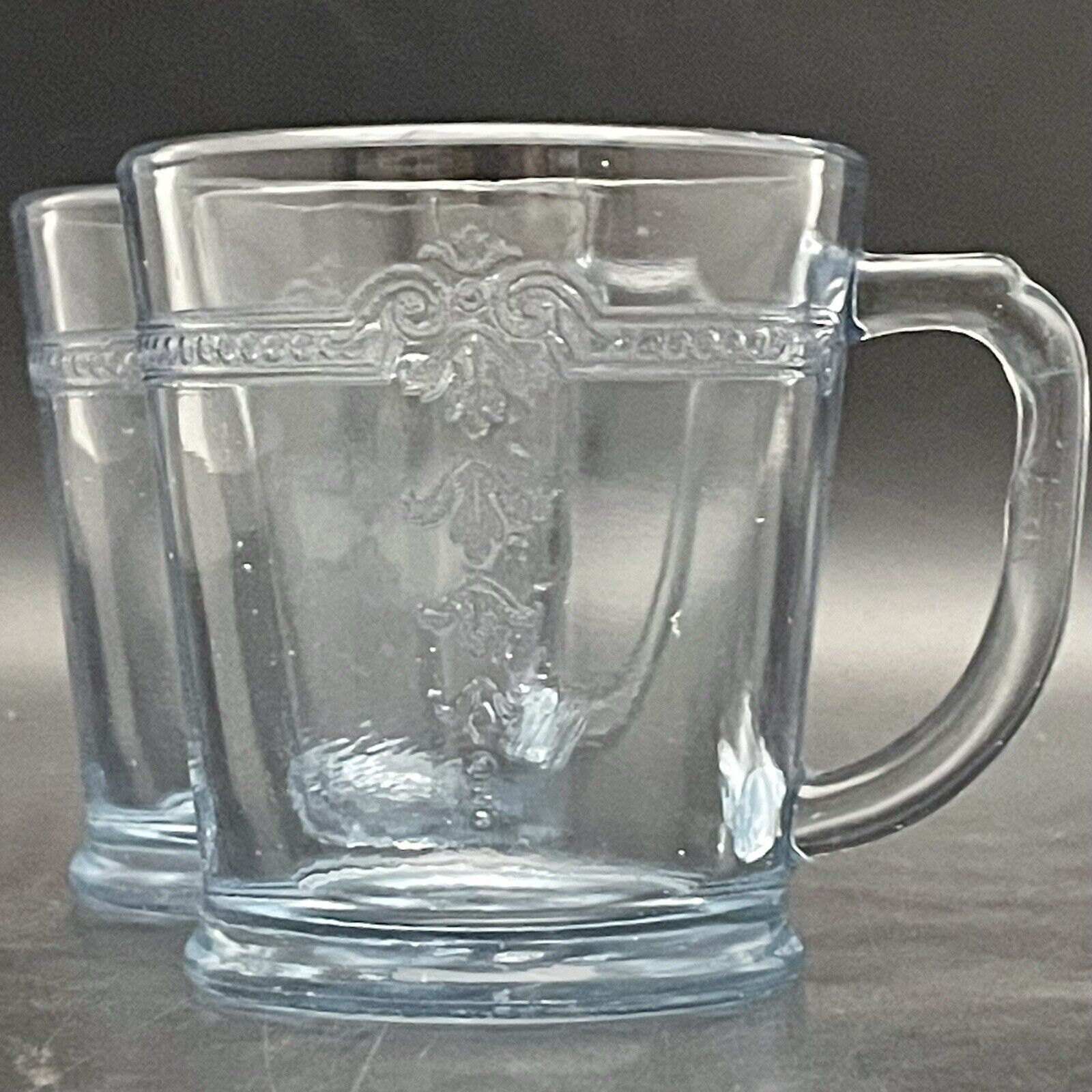 Fire King Blue Sapphire Philbe Coffee Mug 2pc Set 1937-38 Made in USA 3.5"t 8oz