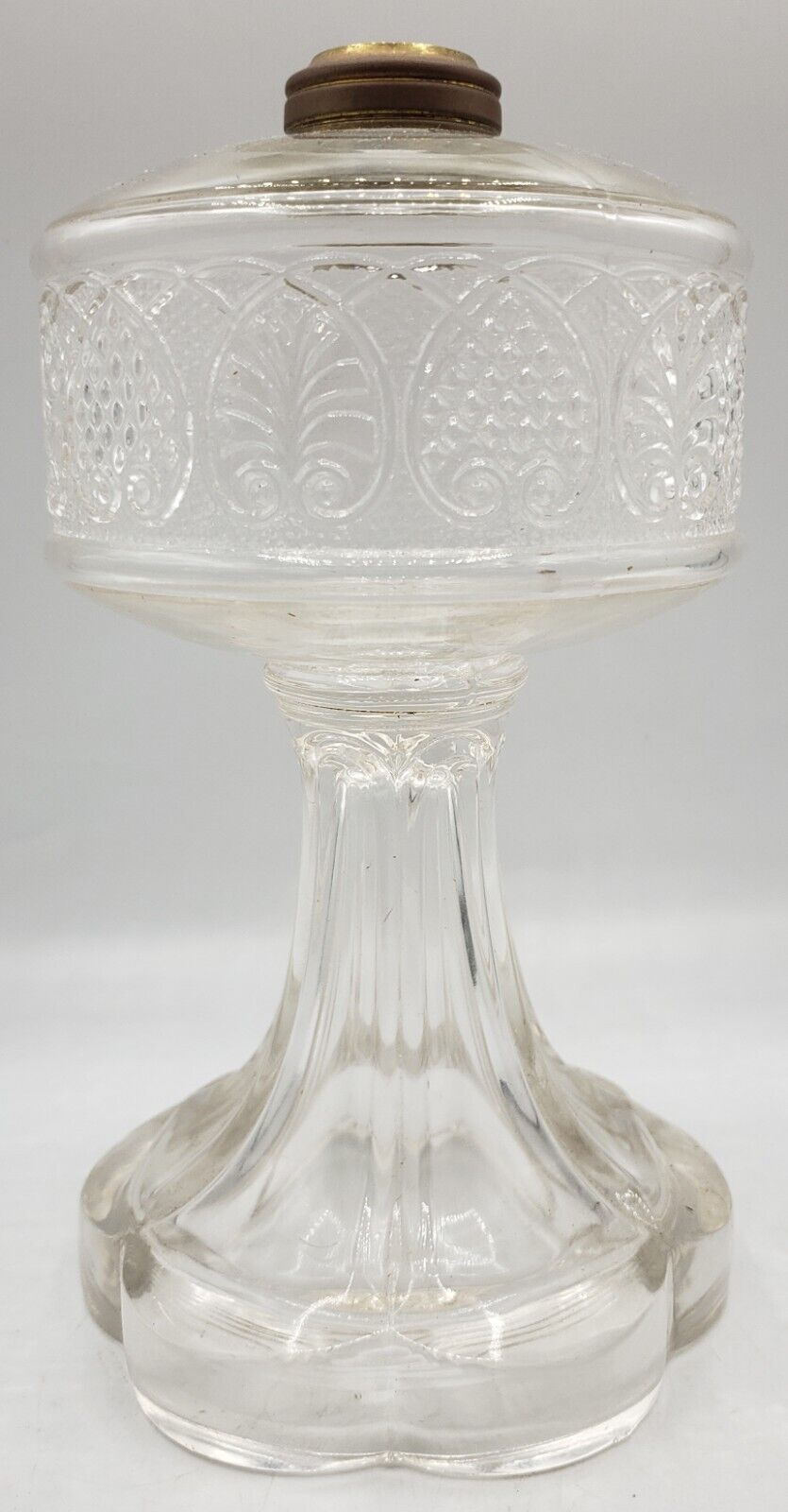 c.1870s PALMETTE Bryce Walker & Co. Glass Oil Lamp EAPG & M. Brass Arctic Burner