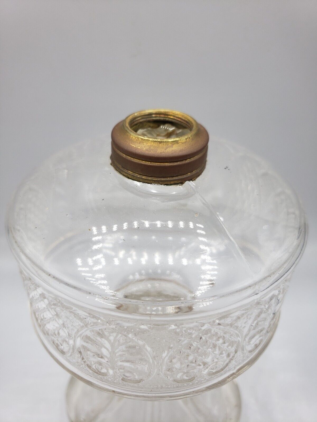 c.1870s PALMETTE Bryce Walker & Co. Glass Oil Lamp EAPG & M. Brass Arctic Burner