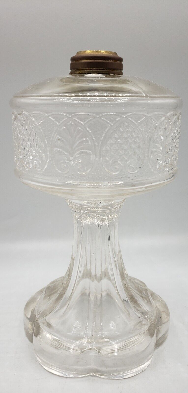 c.1870s PALMETTE Bryce Walker & Co. Glass Oil Lamp EAPG & M. Brass Arctic Burner