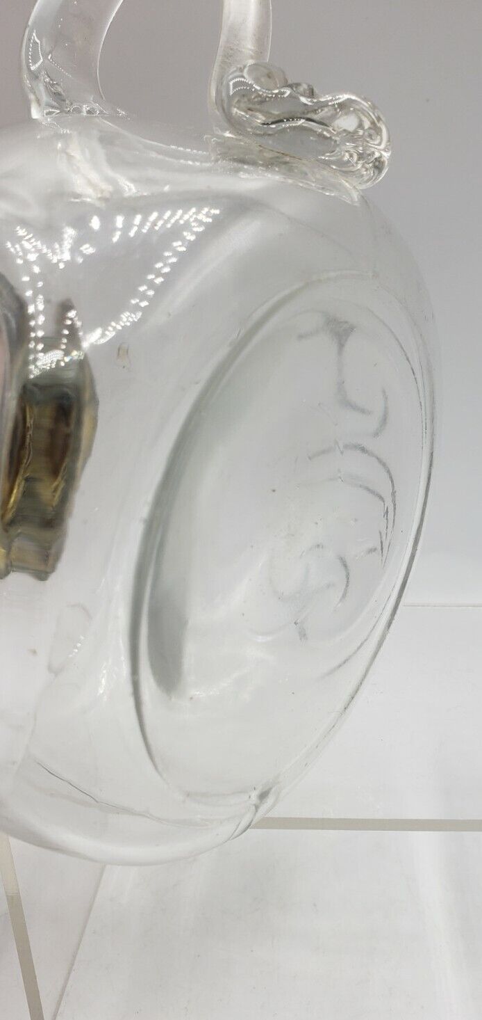 Pickard Pattern Glass Finger Oil Lamp w/Venus c.1867 Burner & Pie Crust Chimney