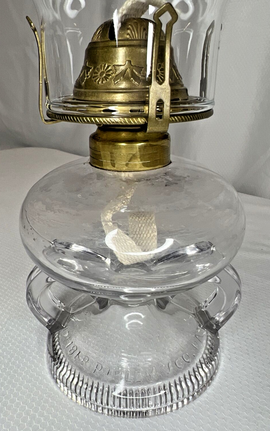 Antique Ripley Co, Glass, Double Handled Oil Lamp, 14”