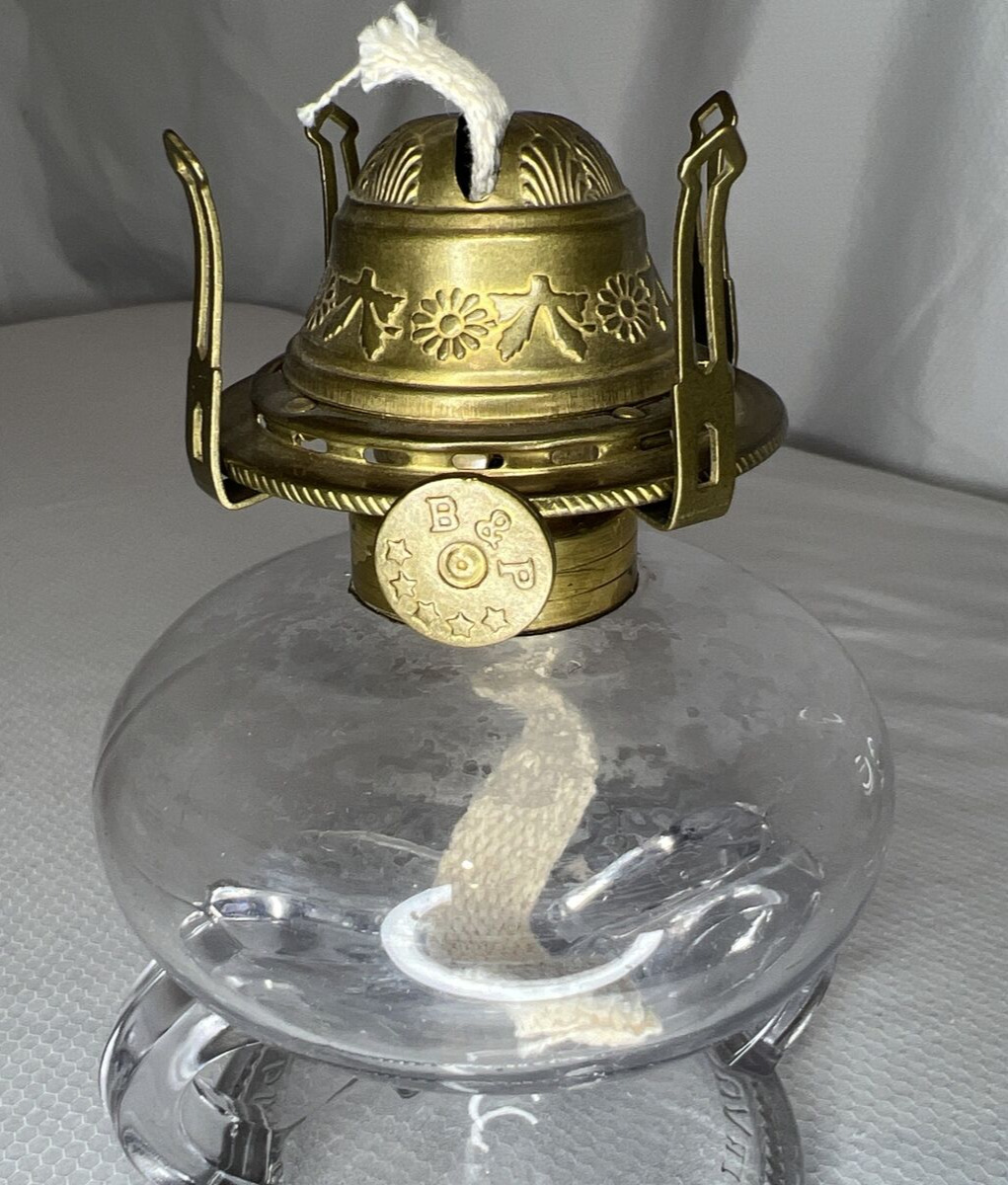 Antique Ripley Co, Glass, Double Handled Oil Lamp, 14”