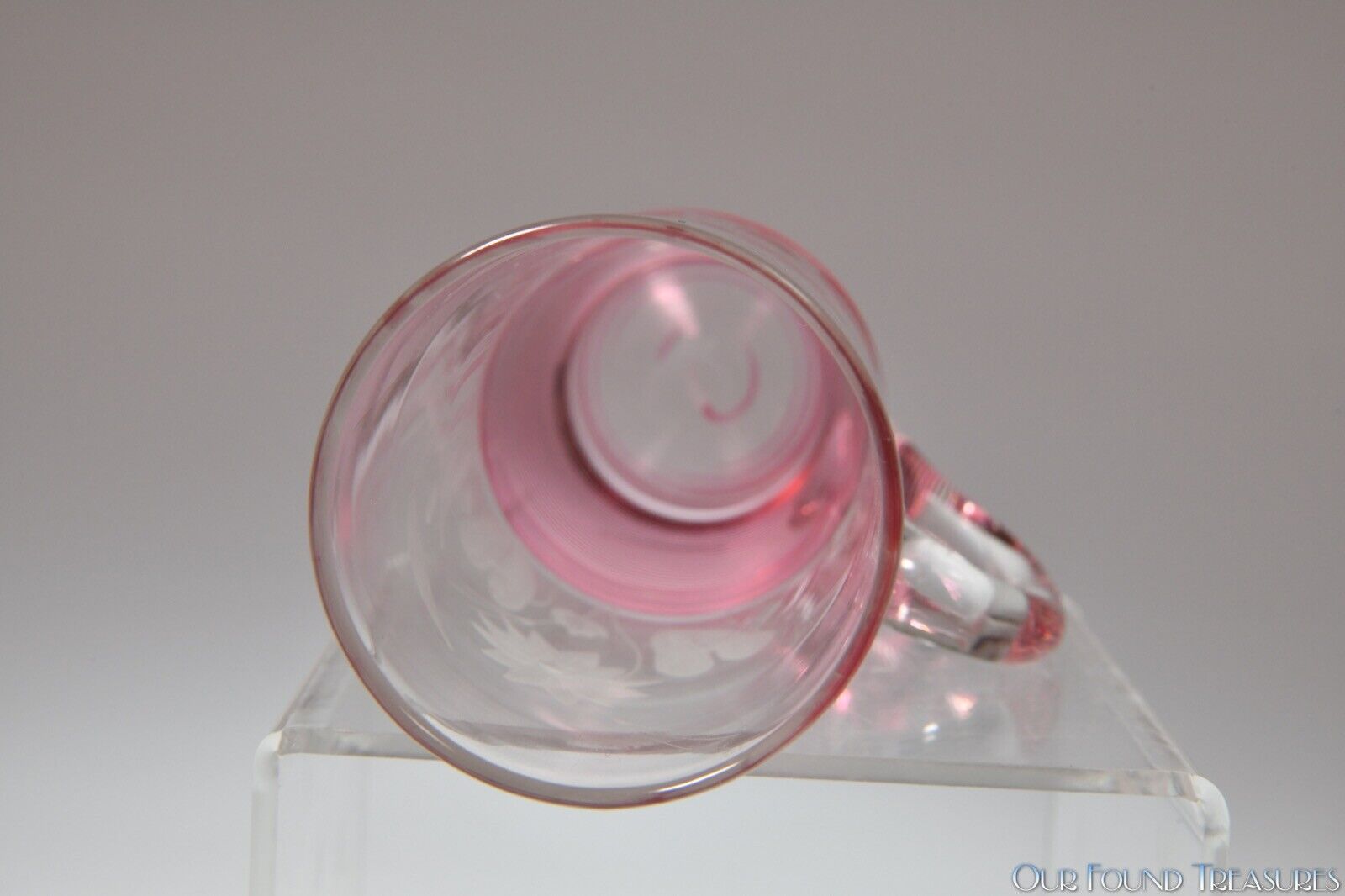 4Q 1800s SANDWICH BLOWN, THREADED, AND WATER LILY & CATTAILS ENGRAVED HORN GLASS
