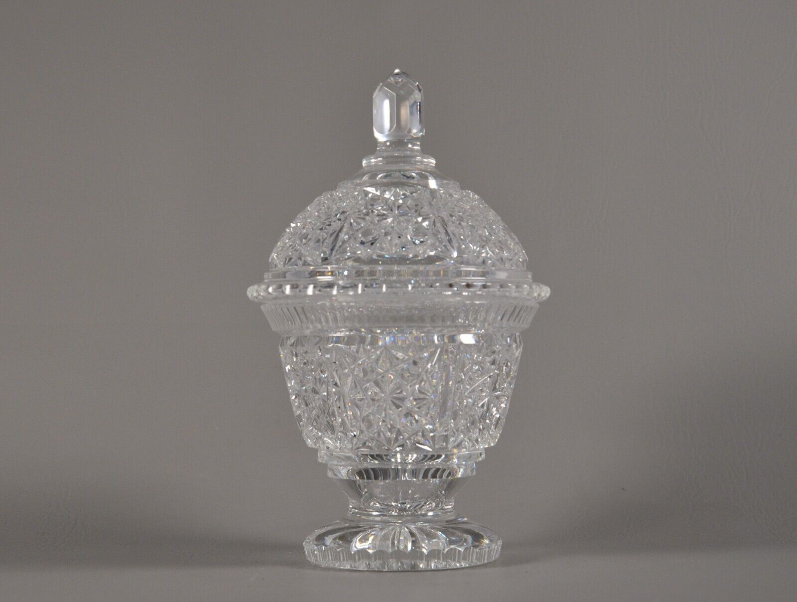 Antique Original Vintage Brilliant Crystal Cut Glass Candy Dish Bowl Lidded Jar