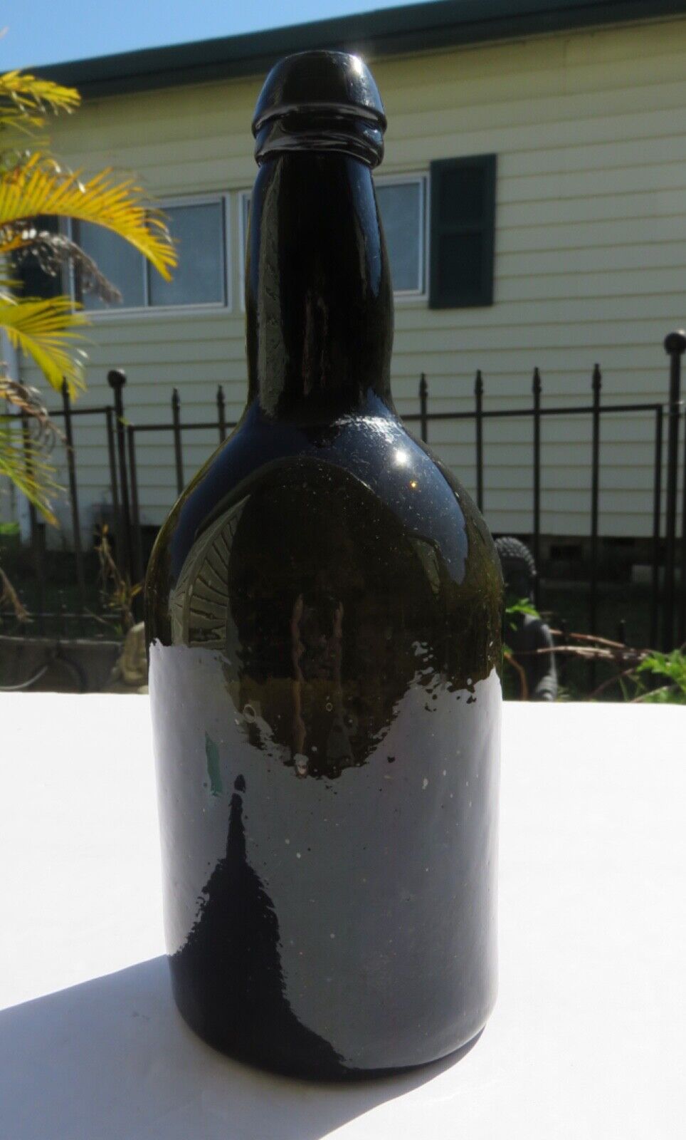 1800’s Amber Whiskey/Beer Bottle with Applied Lip Deep Pontil