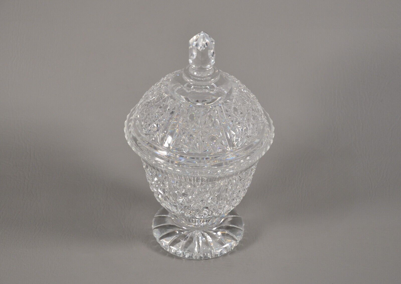 Antique Original Vintage Brilliant Crystal Cut Glass Candy Dish Bowl Lidded Jar