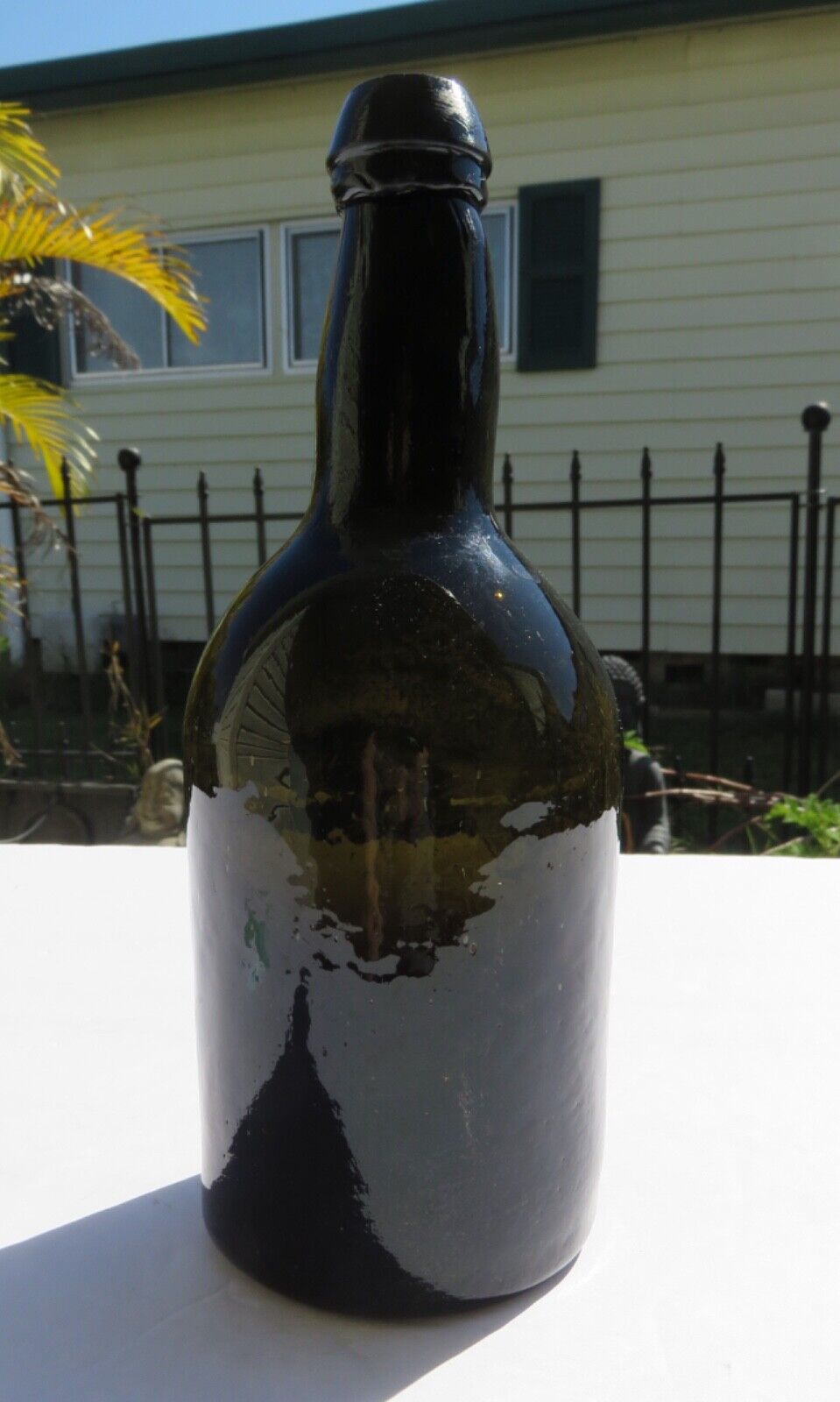 1800’s Amber Whiskey/Beer Bottle with Applied Lip Deep Pontil