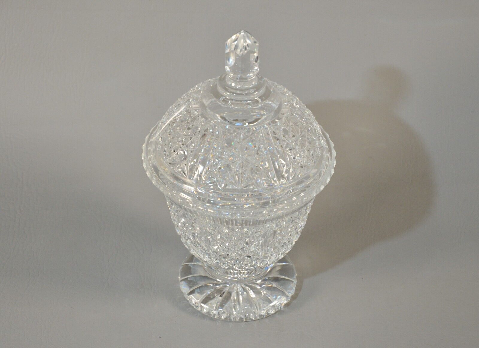 Antique Original Vintage Brilliant Crystal Cut Glass Candy Dish Bowl Lidded Jar