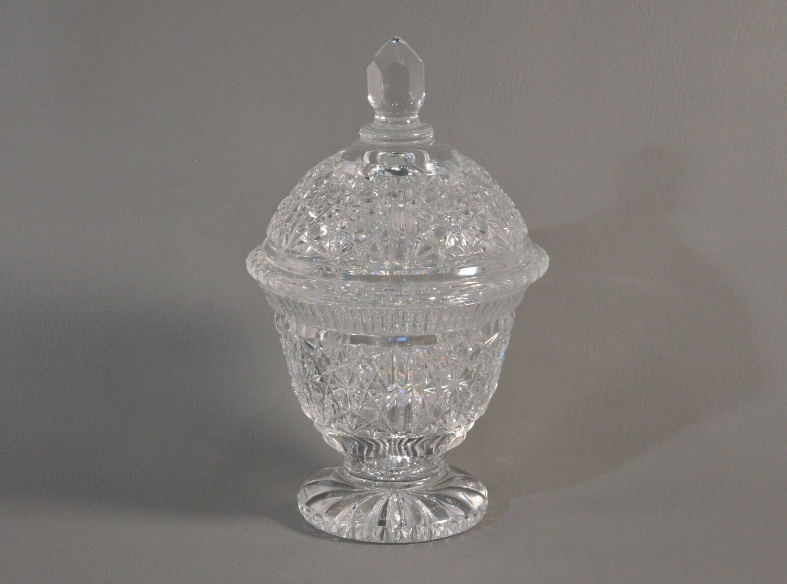 Antique Original Vintage Brilliant Crystal Cut Glass Candy Dish Bowl Lidded Jar