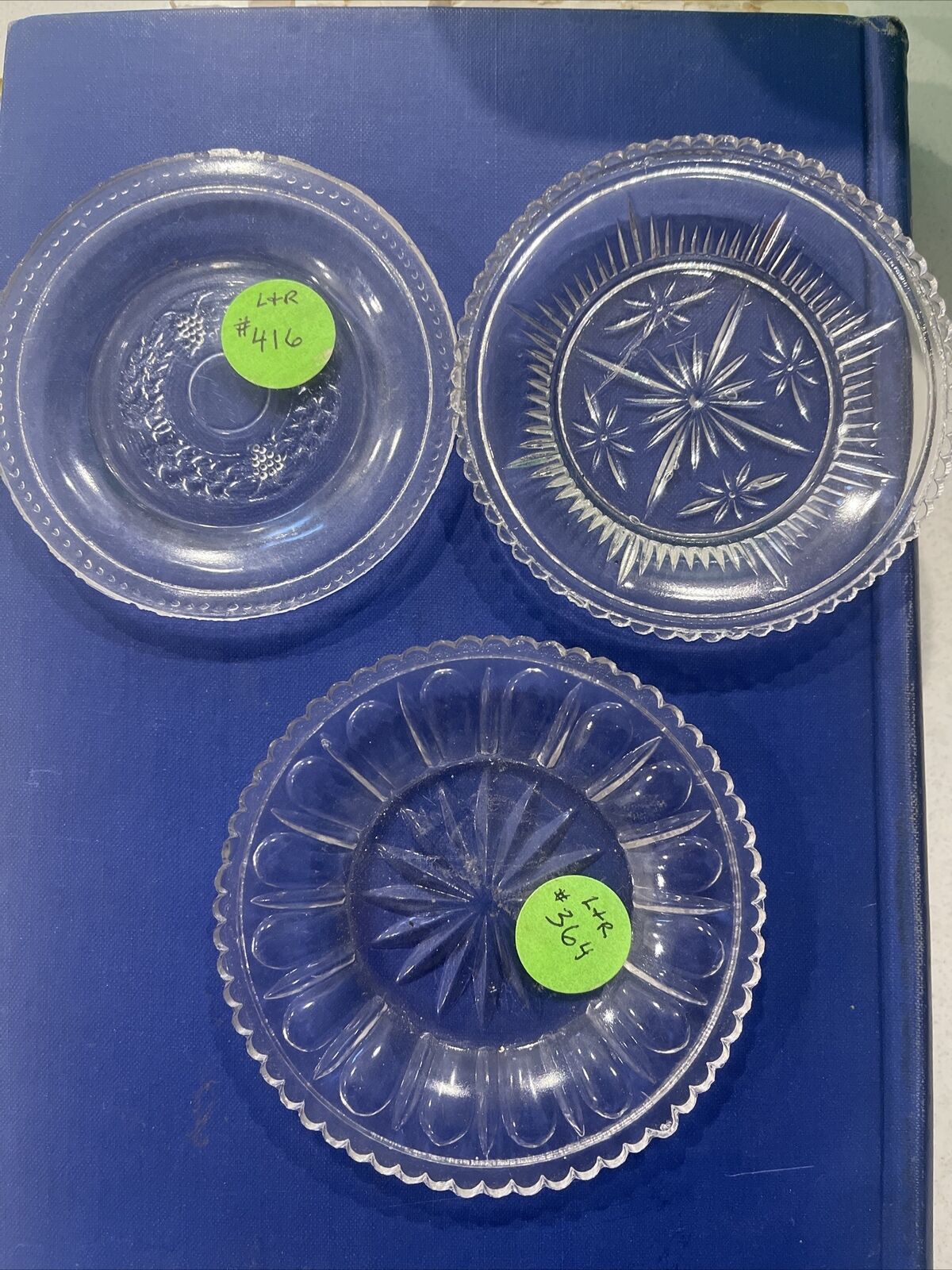 Lot Of 3 Vintage 1800s American Glass Cup Plates EAPG