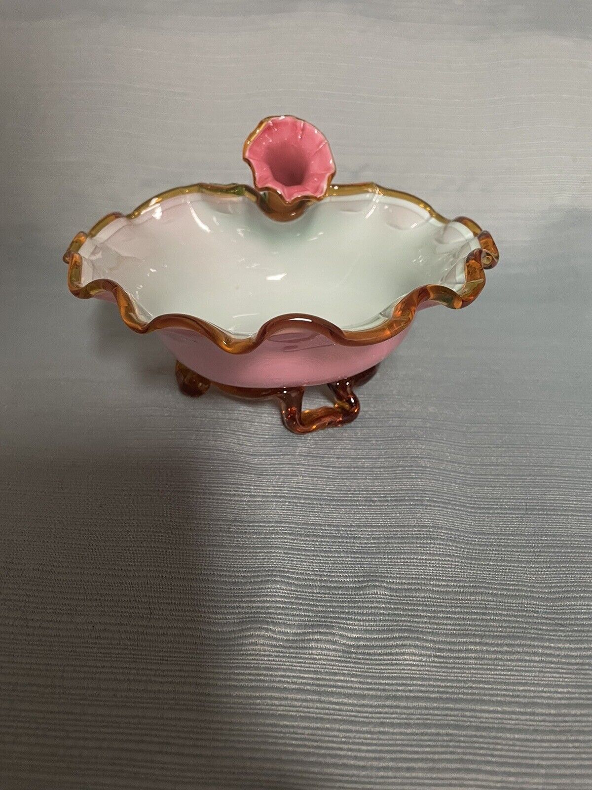 Antique Stevens & Williams Art Glass Matsu No Ke Design Morning Glory Bowl