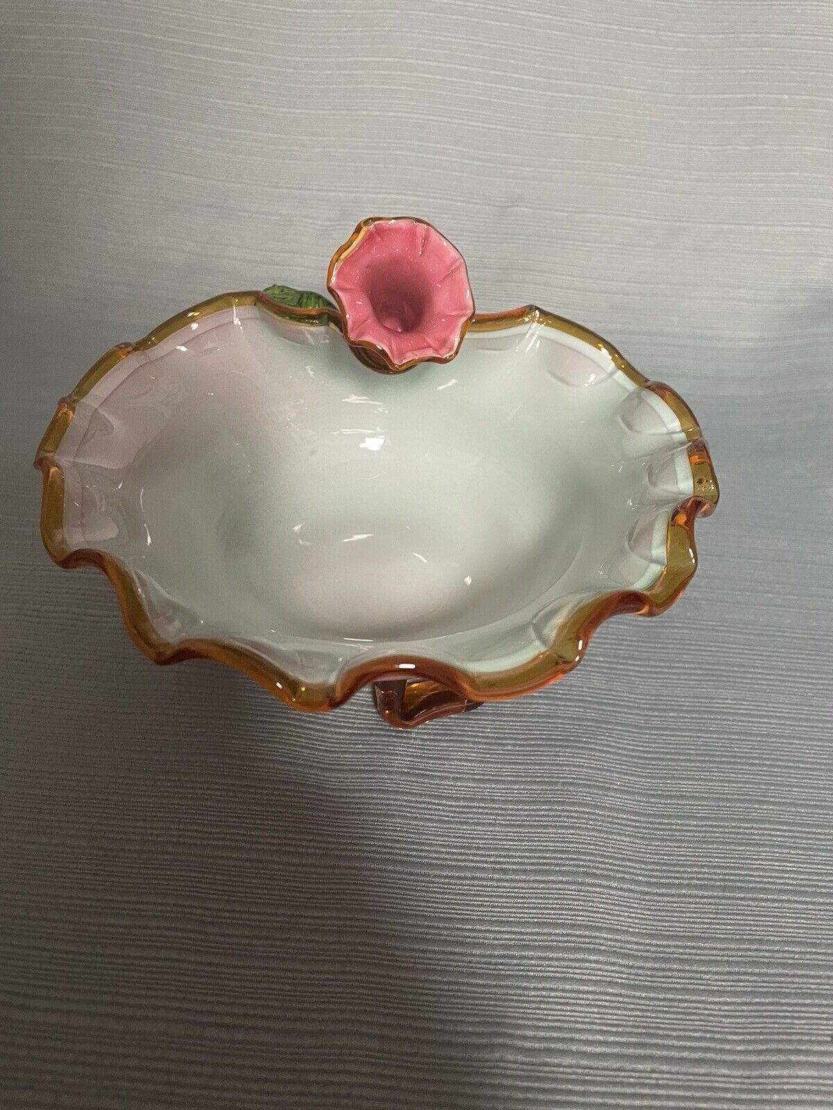 Antique Stevens & Williams Art Glass Matsu No Ke Design Morning Glory Bowl