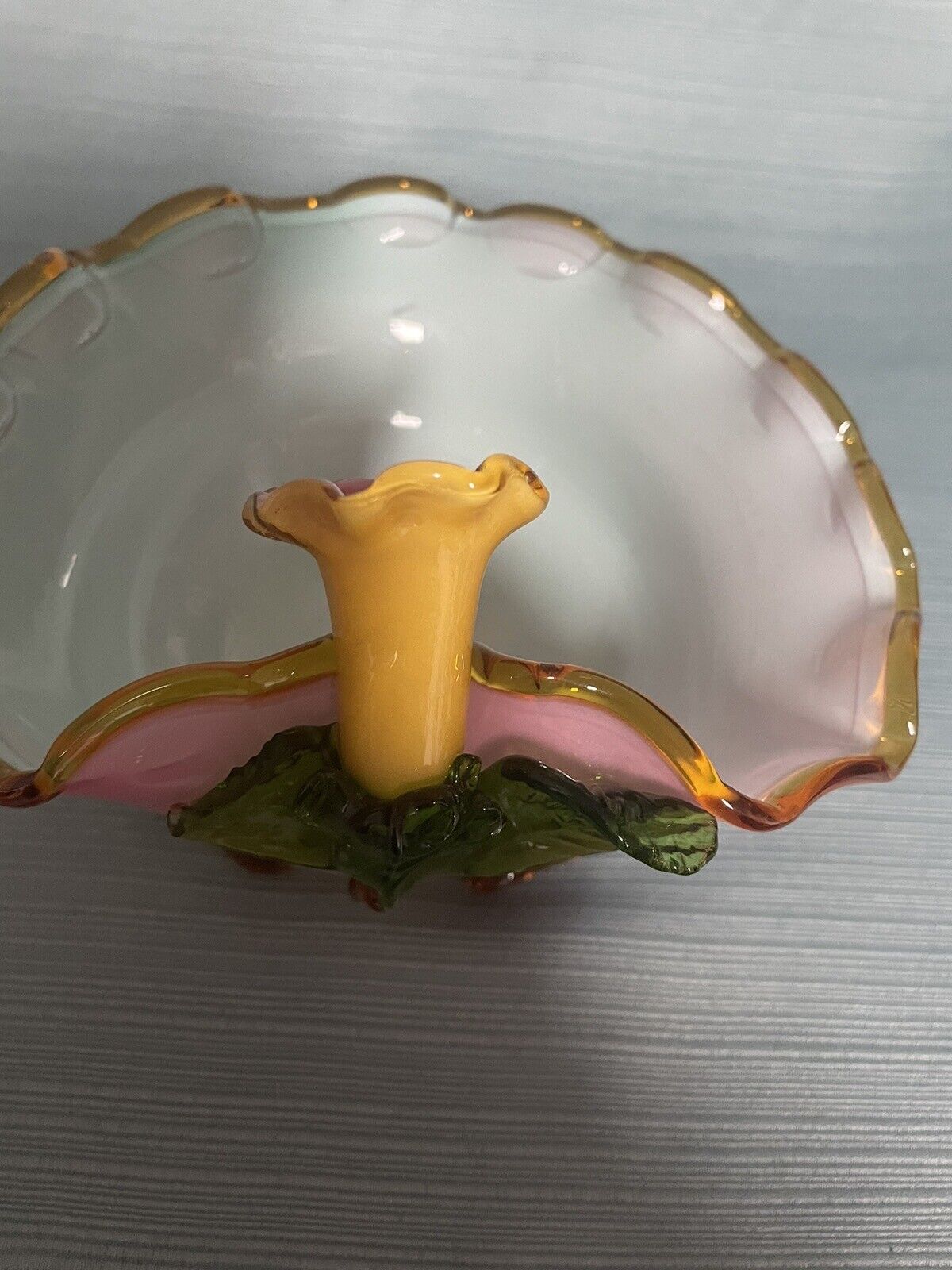 Antique Stevens & Williams Art Glass Matsu No Ke Design Morning Glory Bowl