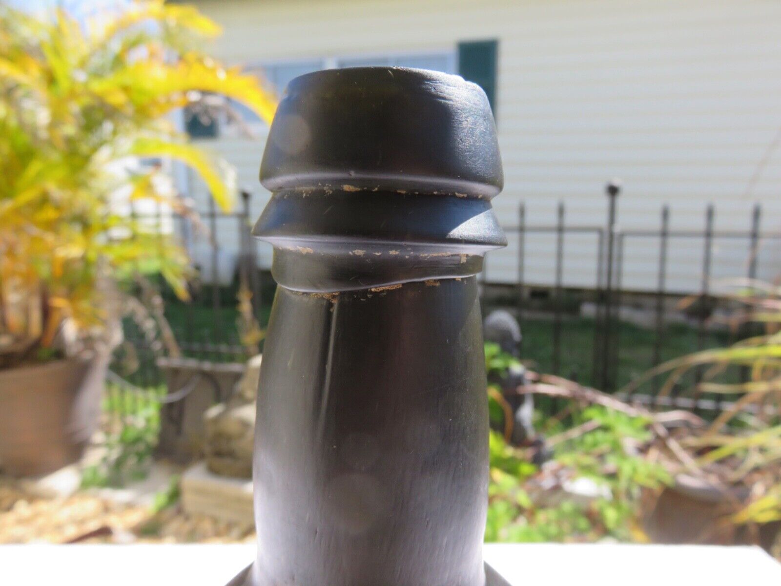 1800’s Dark Olive Green, 3 Seam, Applied Lip, 1.5” deep Bottom, 10.5” Bottle