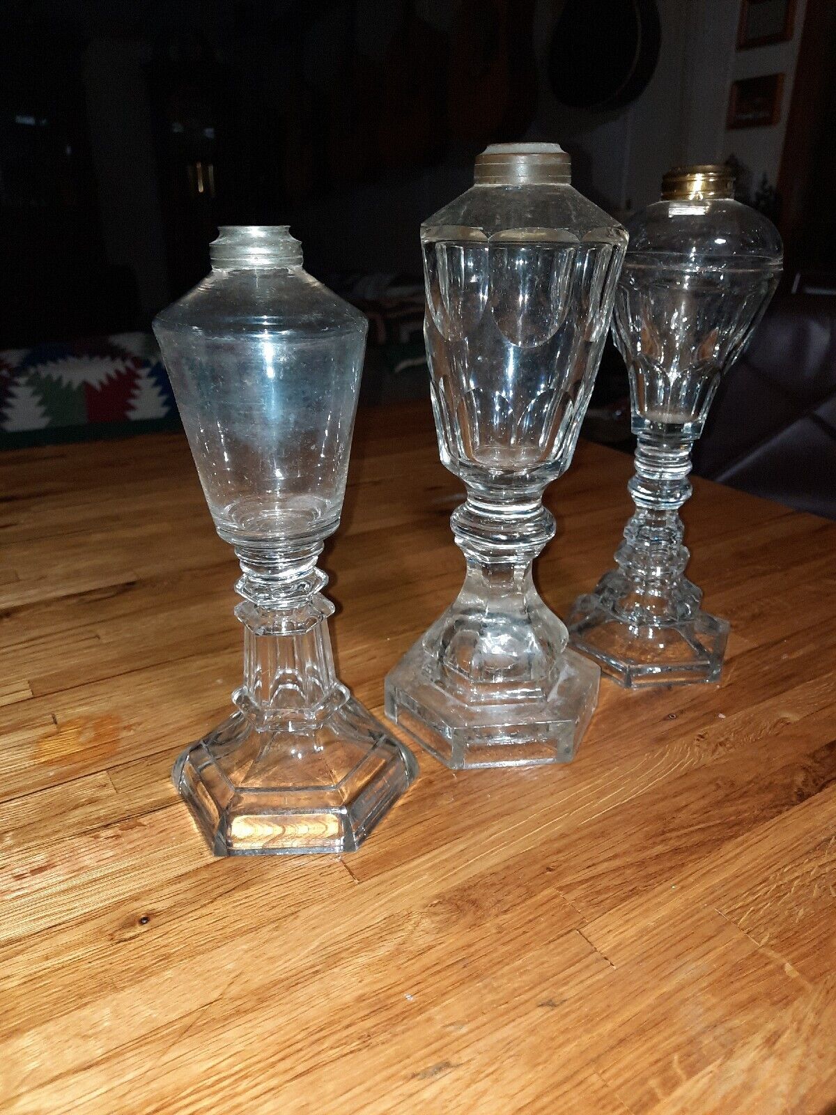 Lot Of Early primitive 1800s rare ANTIQUE  BOSTON SANDWICH GLASS WHALE OIL LAMP