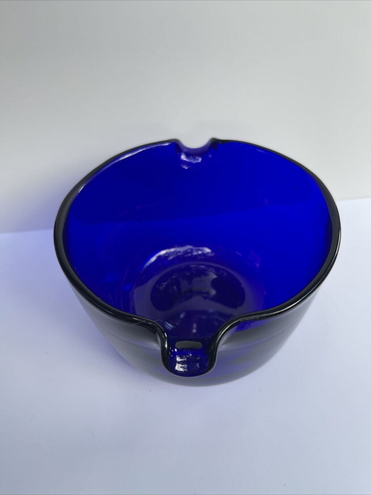 Early 1800’s Cobalt Blue Hand Blown Georgian Wine Glass Rinser Double Spout