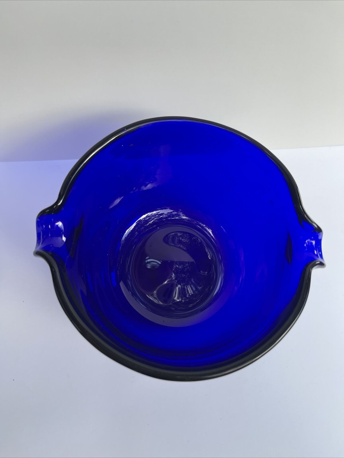 Early 1800’s Cobalt Blue Hand Blown Georgian Wine Glass Rinser Double Spout