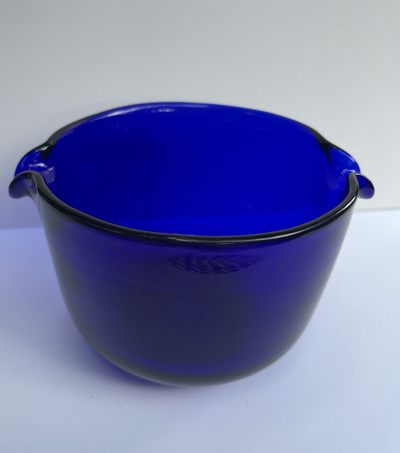 Early 1800’s Cobalt Blue Hand Blown Georgian Wine Glass Rinser Double Spout