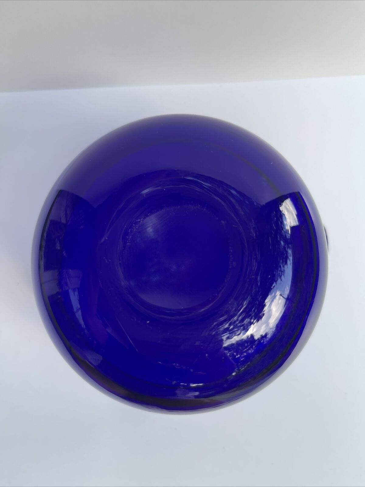 Early 1800’s Cobalt Blue Hand Blown Georgian Wine Glass Rinser Double Spout