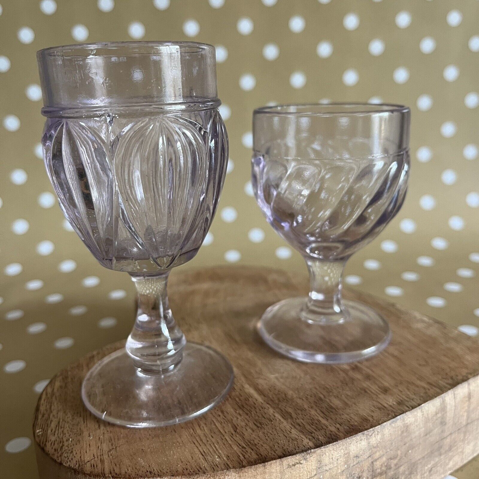 2 Antique EAPG 1800’s Small Wine Or Juice Glasses Goblets