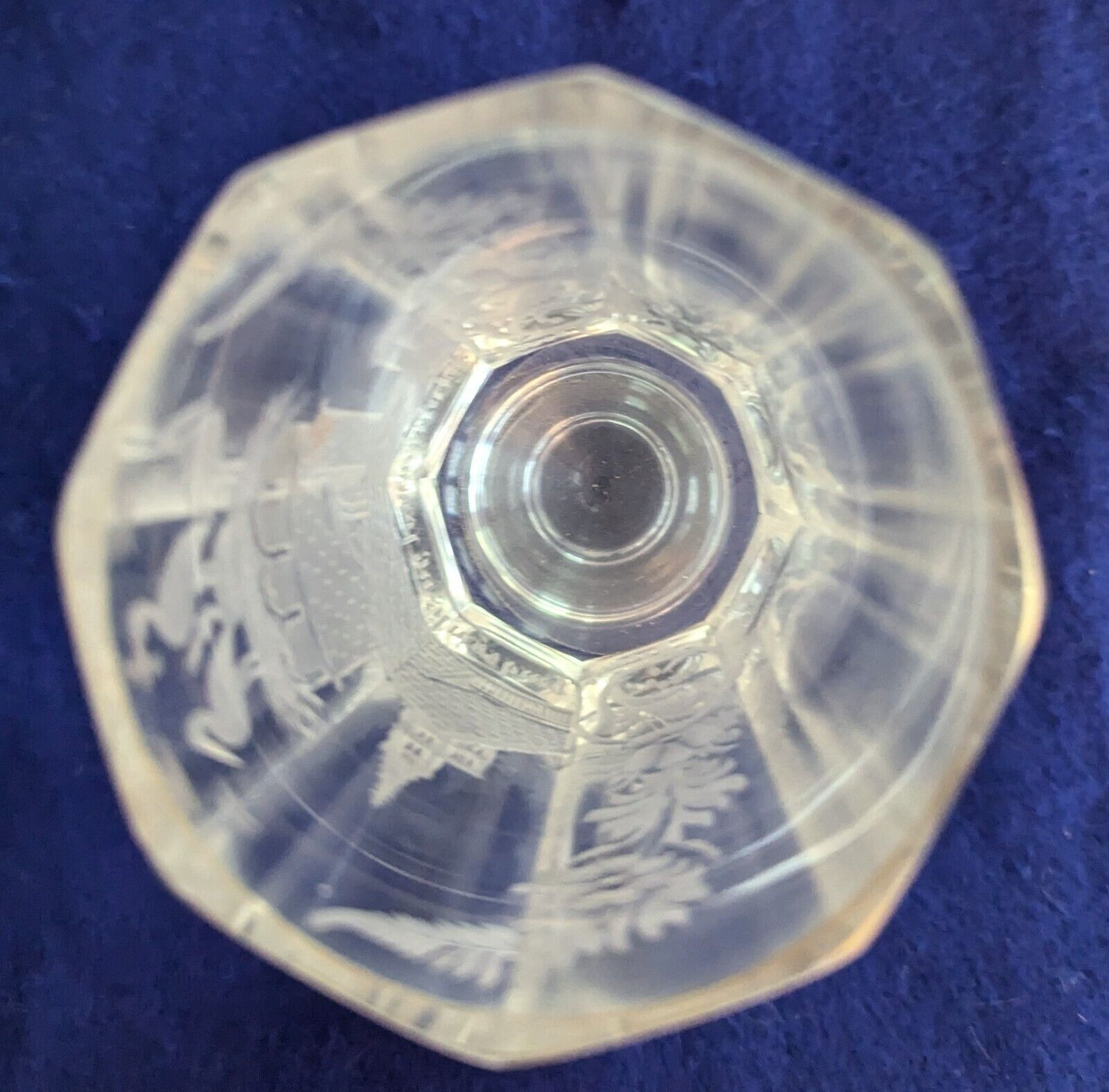 Antique Moser Cut Glass Goblet Ale Glass Mid 1800s Storks Straussberg 5.25"