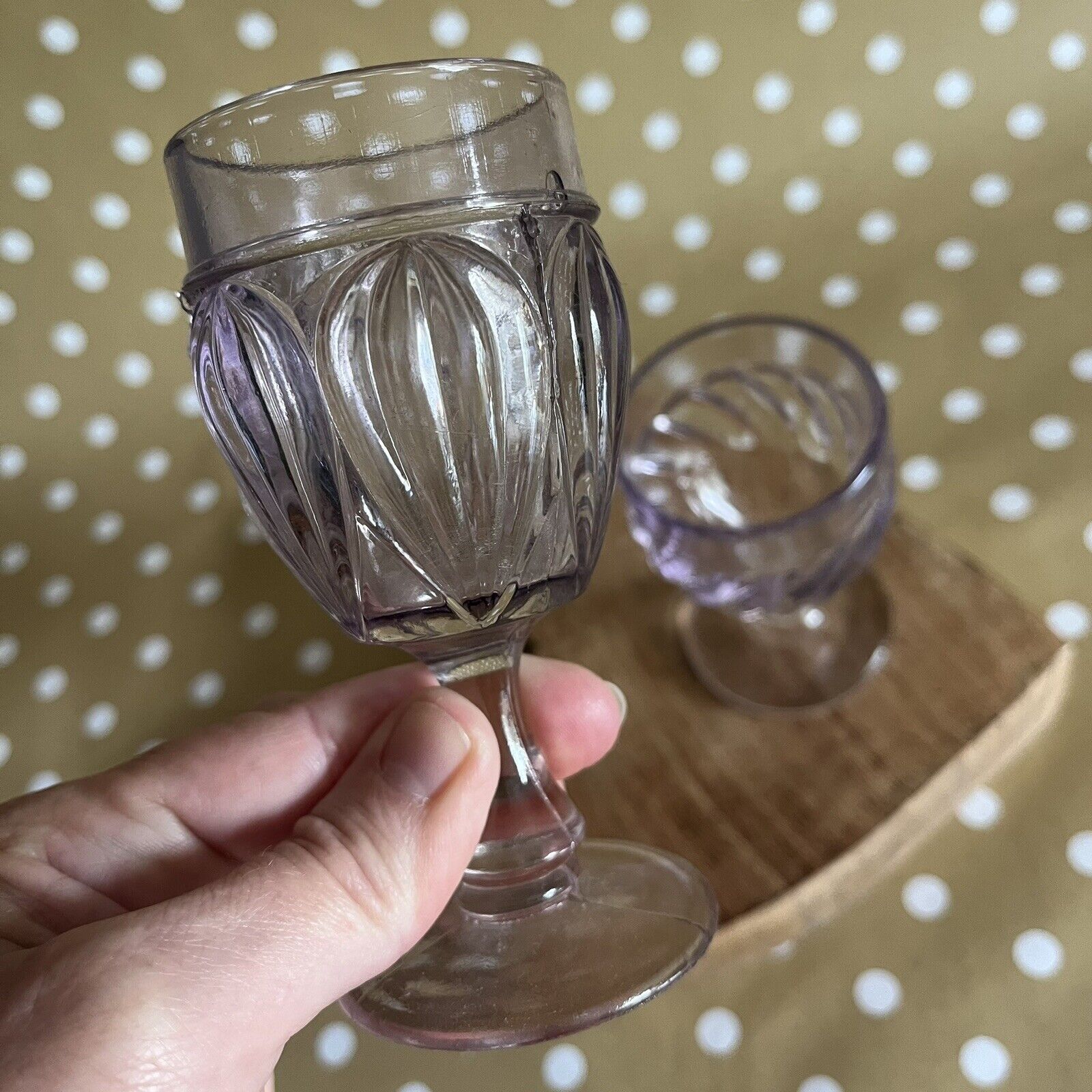 2 Antique EAPG 1800’s Small Wine Or Juice Glasses Goblets