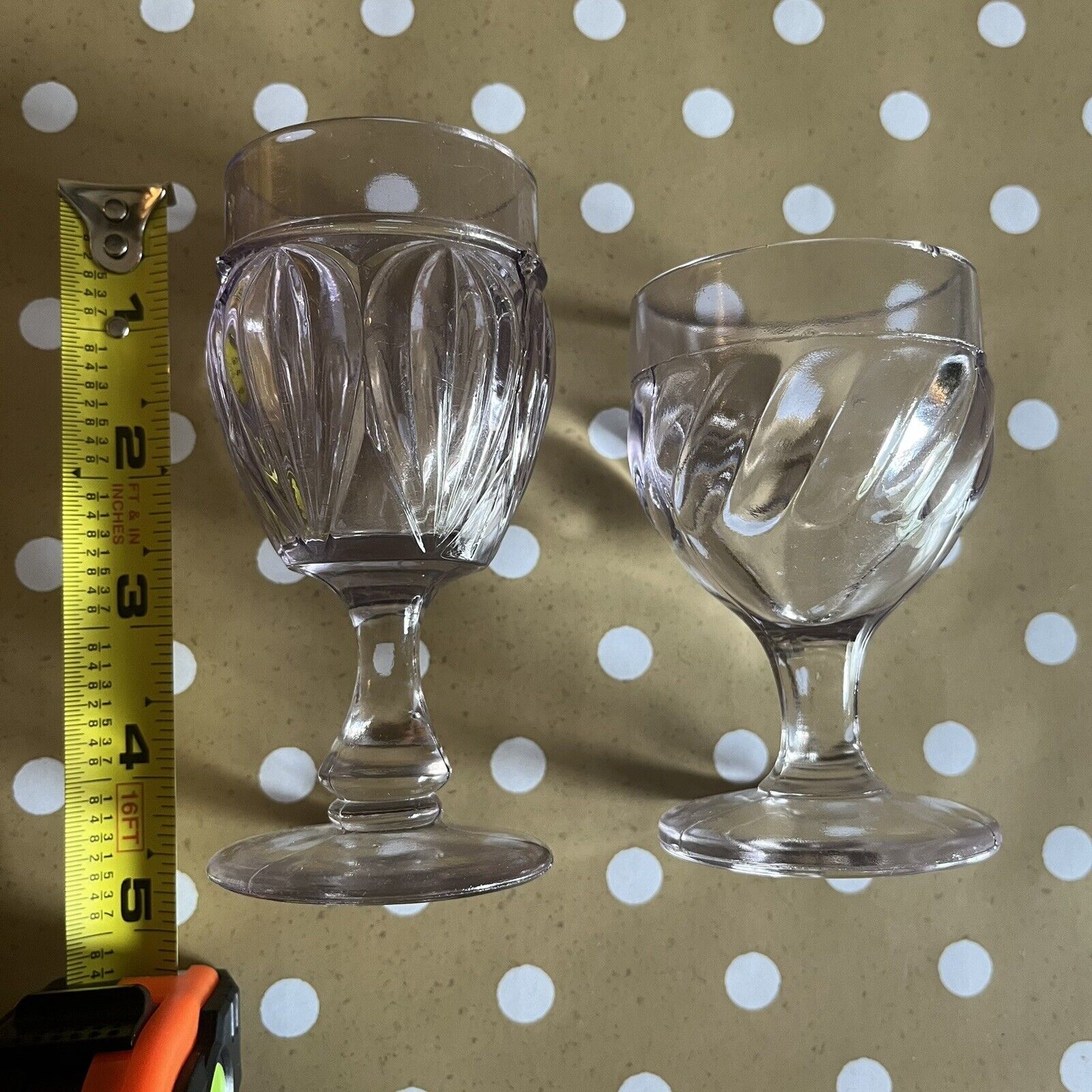 2 Antique EAPG 1800’s Small Wine Or Juice Glasses Goblets