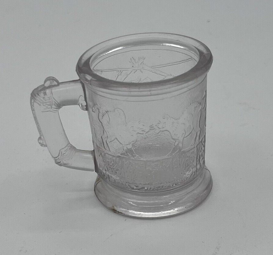 1800’s EAPG Dithridge Glass Childrens Mug “Two Cats Fighting”