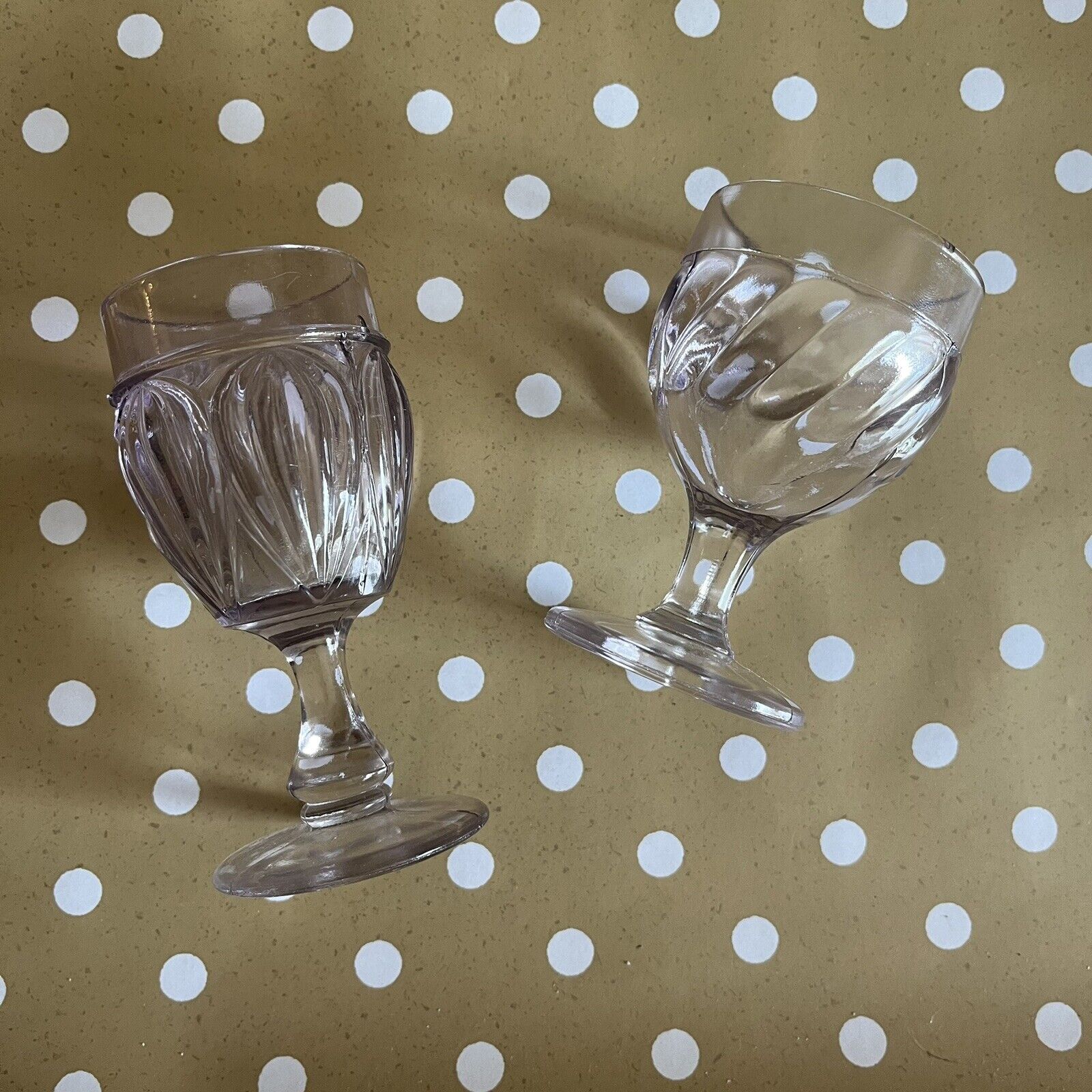 2 Antique EAPG 1800’s Small Wine Or Juice Glasses Goblets