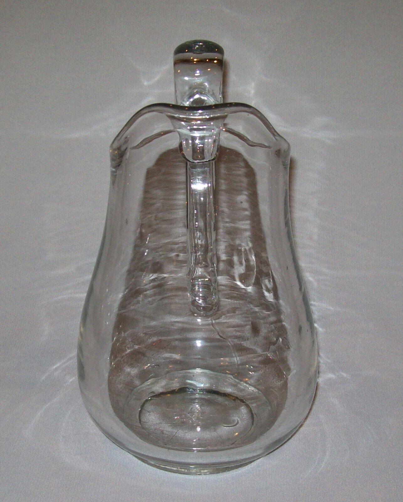 Antique Vtg 19th C 1800s Clear Glass Pitcher Barware Applied Handle Nice Form