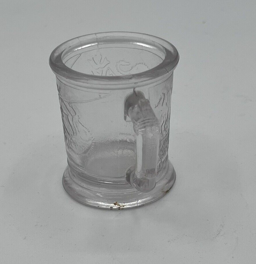 1800’s EAPG Dithridge Glass Childrens Mug “Two Cats Fighting”