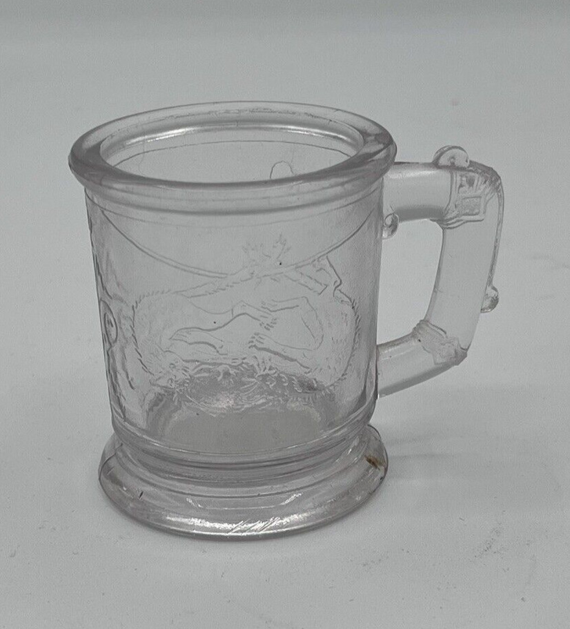 1800’s EAPG Dithridge Glass Childrens Mug “Two Cats Fighting”