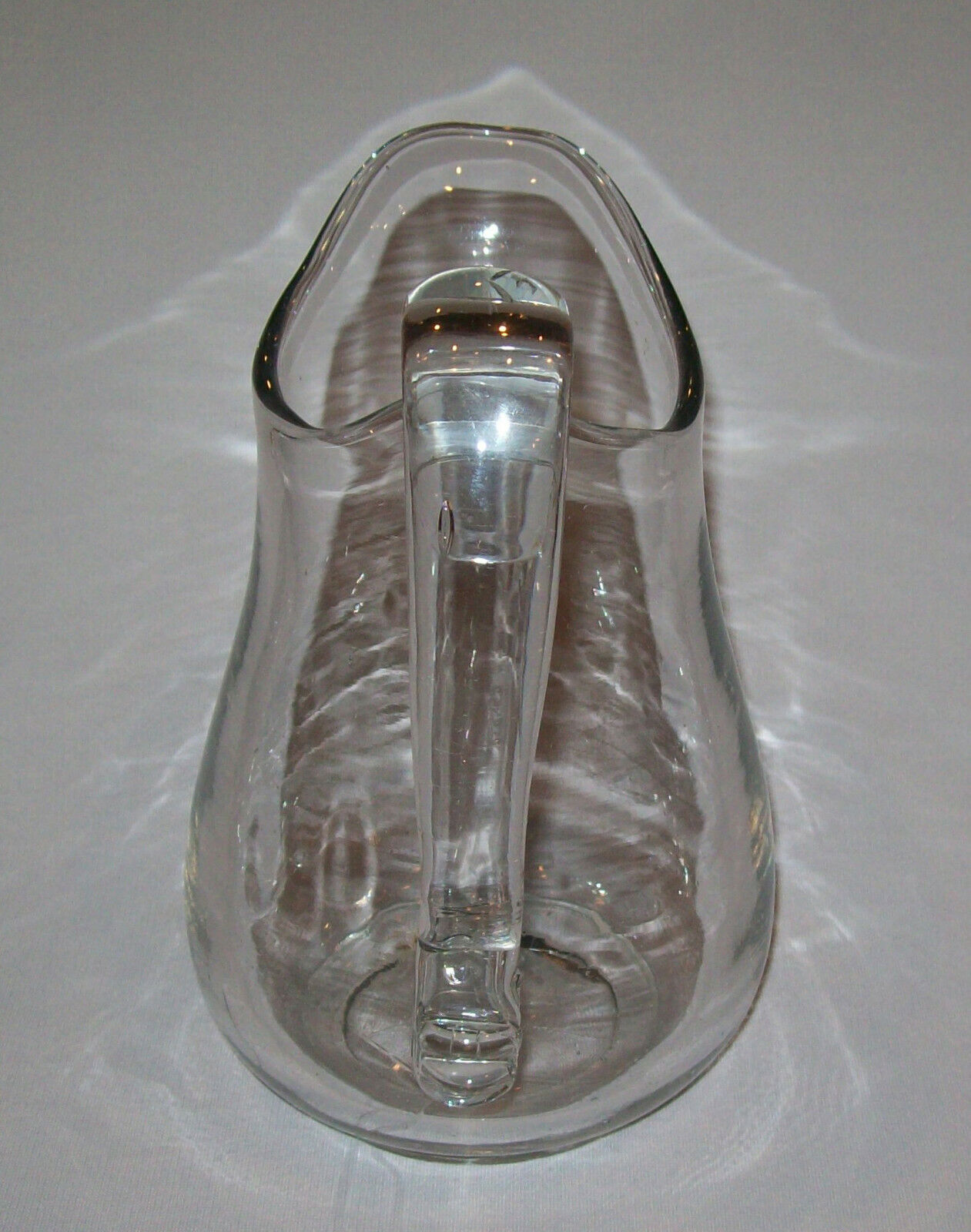 Antique Vtg 19th C 1800s Clear Glass Pitcher Barware Applied Handle Nice Form