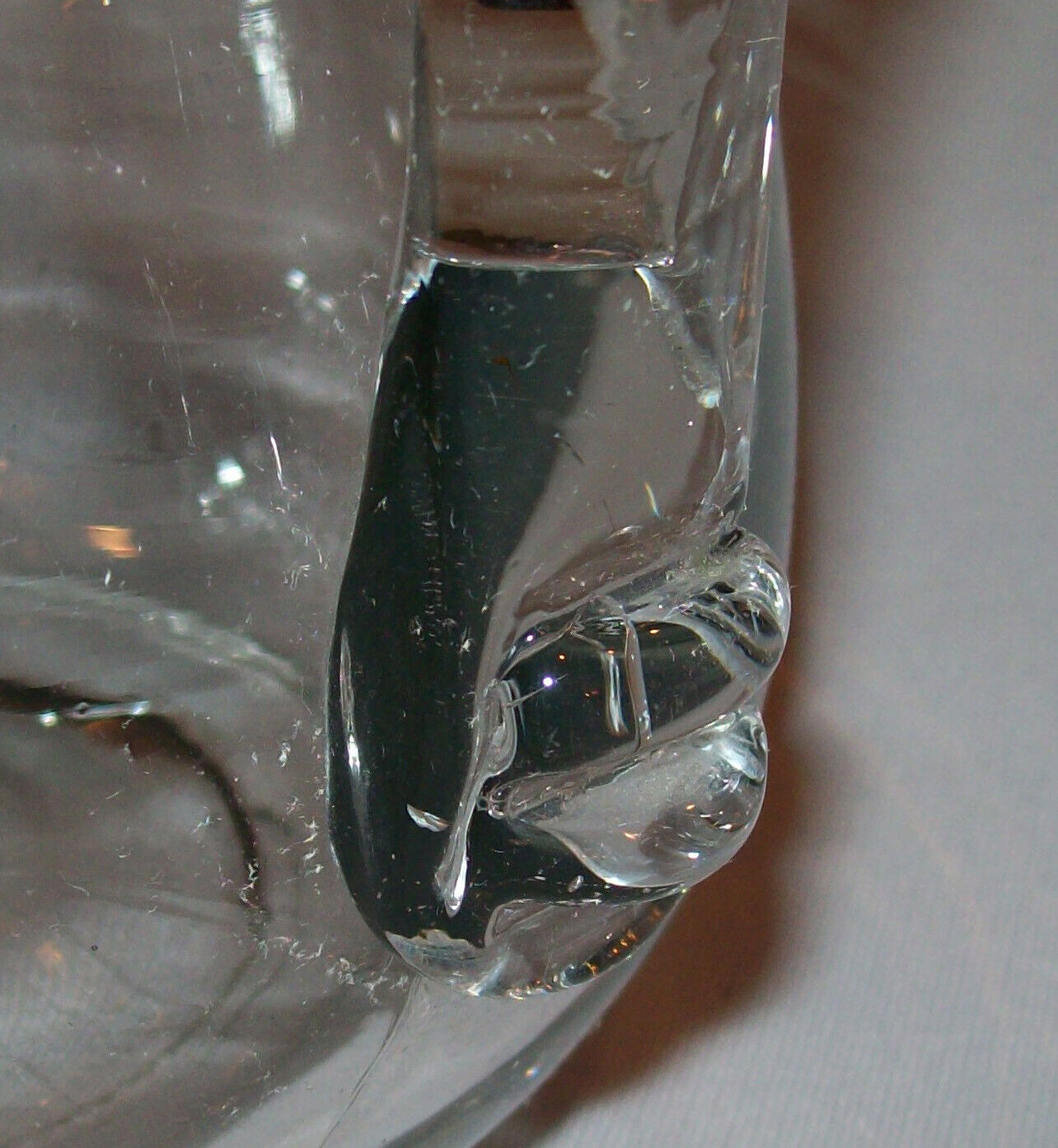 Antique Vtg 19th C 1800s Clear Glass Pitcher Barware Applied Handle Nice Form