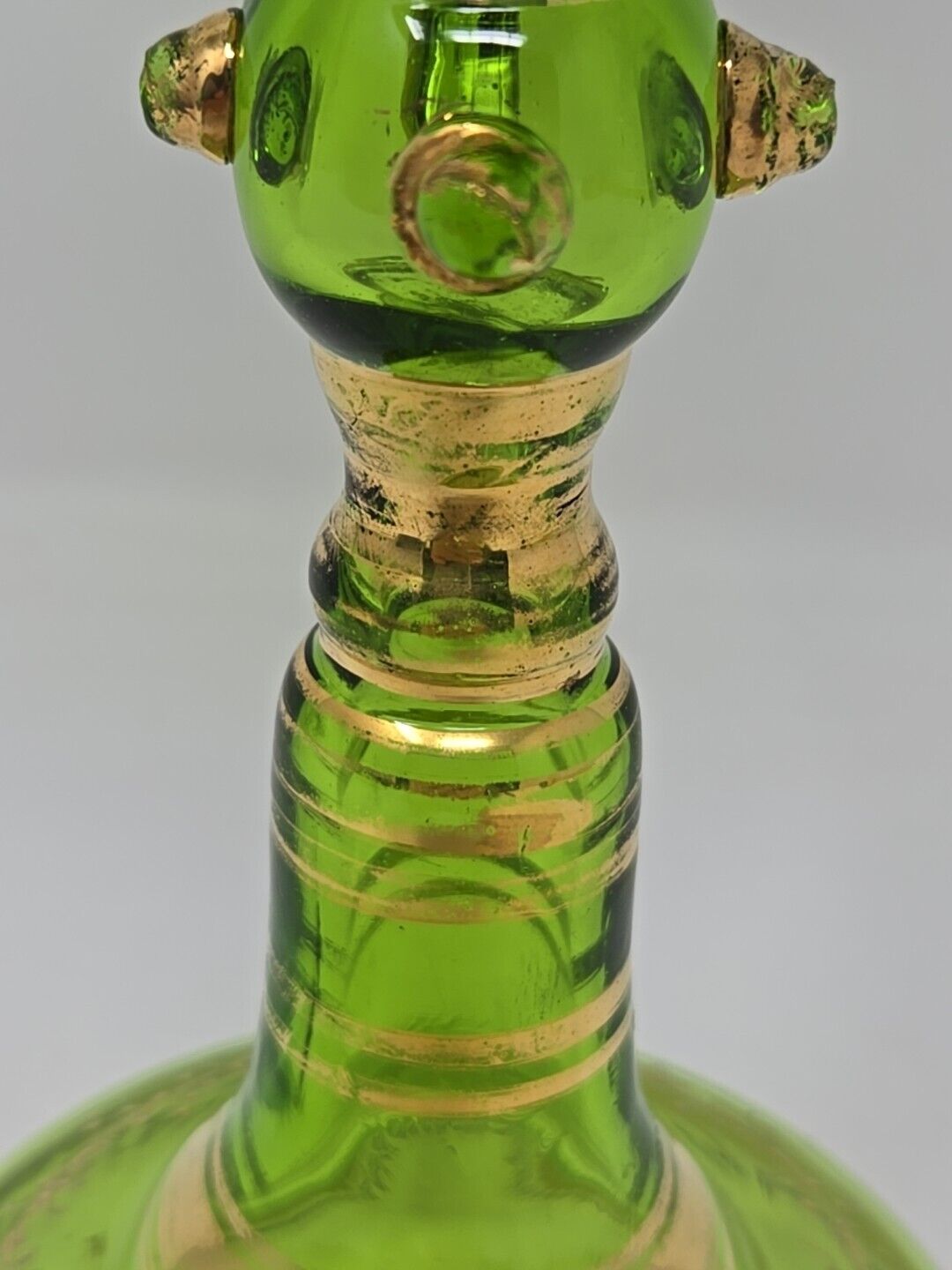 Moser Czech Bohemian Grapevine Design Green Goblet / Chalice - Late 1800s 8 3/4"