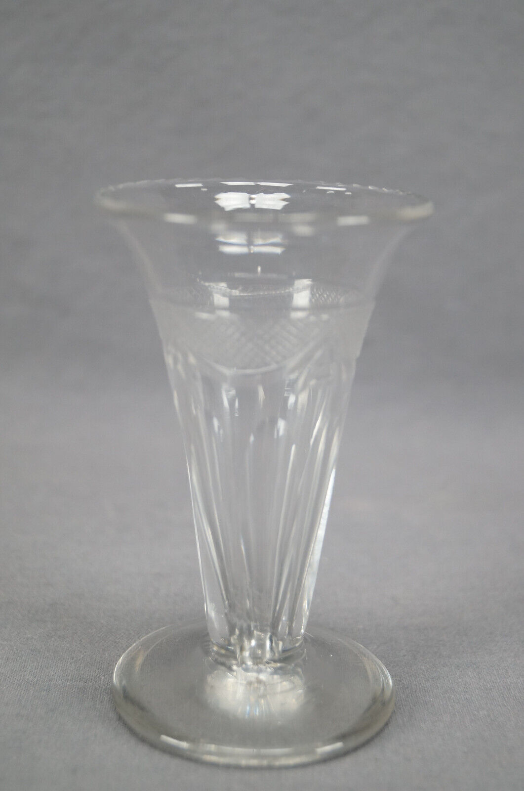 Georgian Anglo Irish Cut Cross Hatches & Petal Cut Syllabub Glass C. 1780