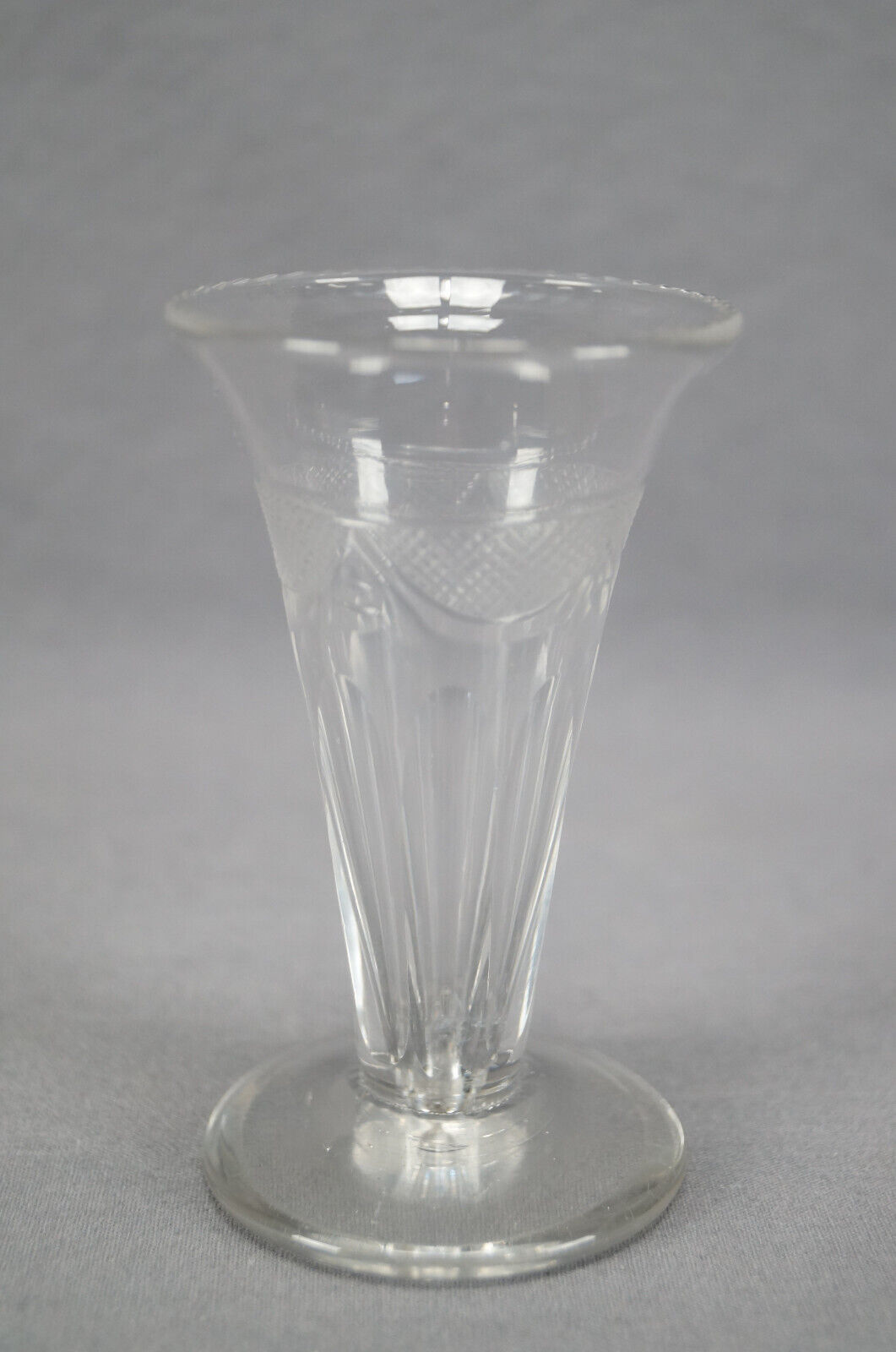Georgian Anglo Irish Cut Cross Hatches & Petal Cut Syllabub Glass C. 1780