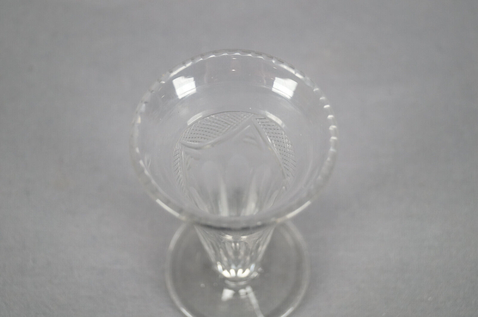 Georgian Anglo Irish Cut Cross Hatches & Petal Cut Syllabub Glass C. 1780