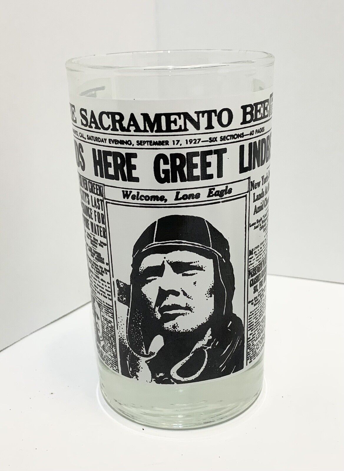 1970's Vintage Libbey Sacramento Bee Newspaper themed Glasses full set of 8