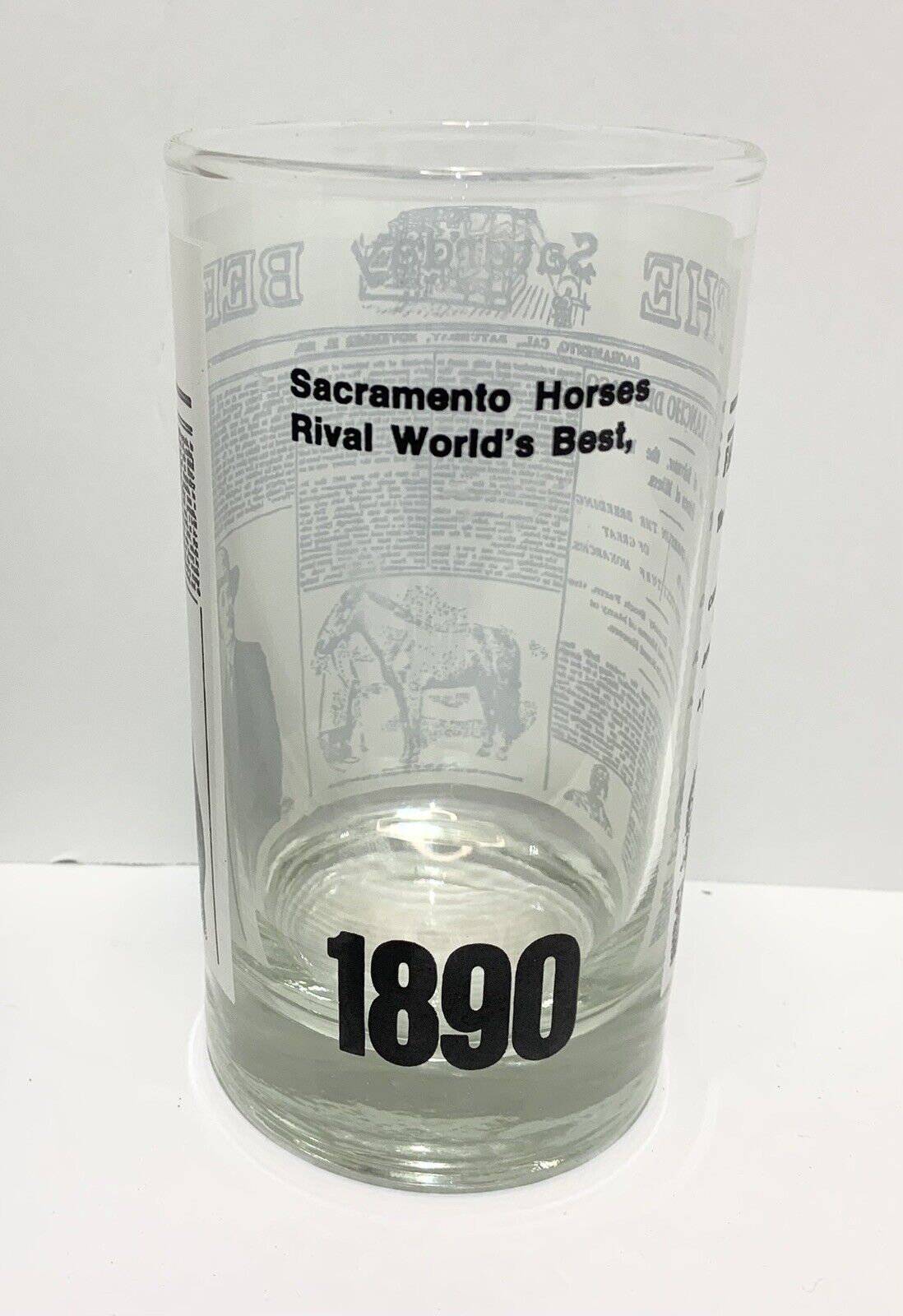 1970's Vintage Libbey Sacramento Bee Newspaper themed Glasses full set of 8