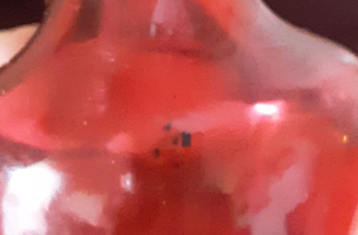 Victorian Art Glass Bohemian Ruby Vase Applied Crystal Crimped Top