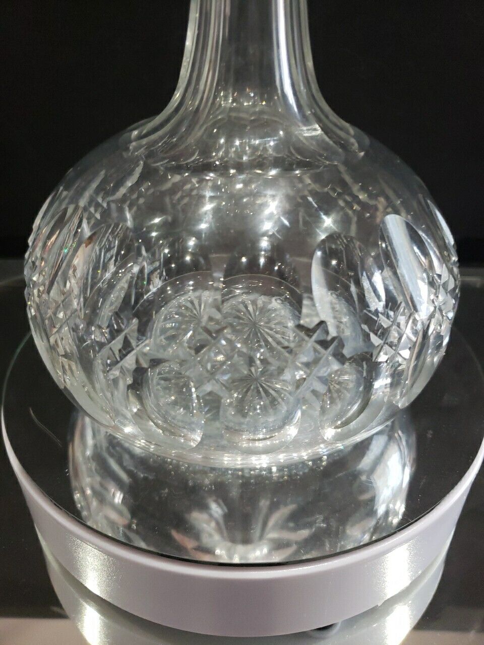 11" Decanter Wine Liquor antique Glass crystal cut Early American late 1800's